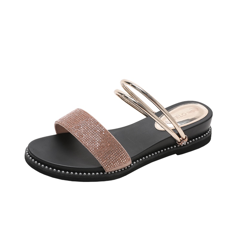 卡帝乐鳄鱼CARTELO 夏季新款女鞋个性拖鞋一字带单鞋休闲鞋平跟女士凉鞋