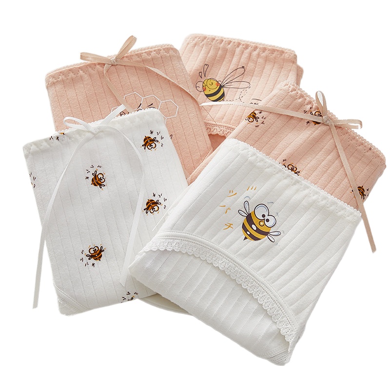 俞兆林5条装内裤女纯棉卡通印花全棉裆可爱日系少女学生透气中腰三角短裤头