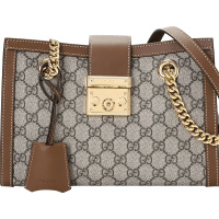 预订 GUCCI 古驰 PADLOCK TOTE包单肩包斜挎包小号 锁扣老花拼棕边498156金扣