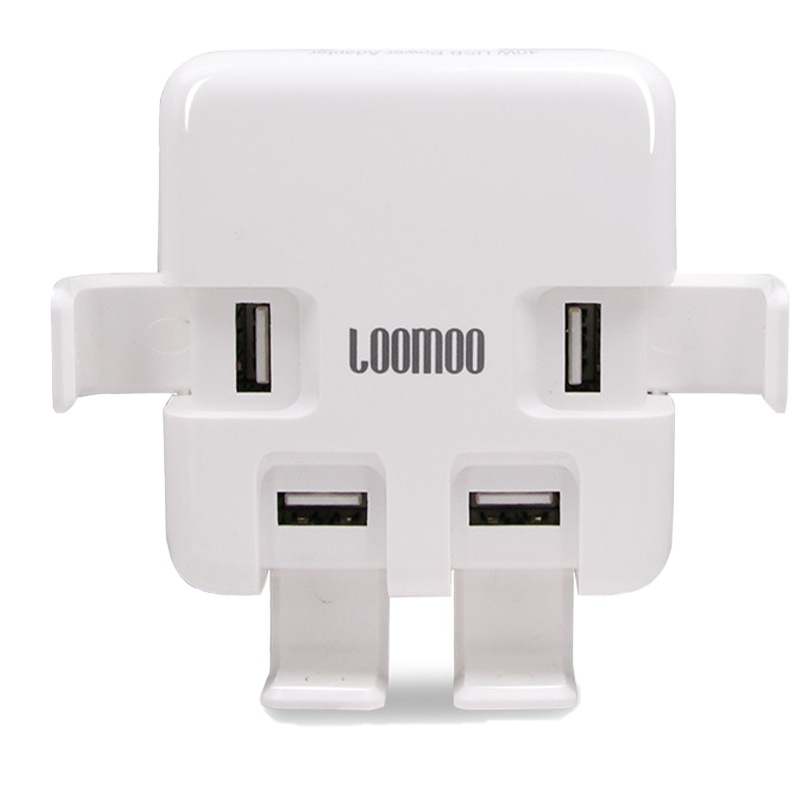 乐默 多功能4口快速充电器可当支架智能多功能USB输出插座毛毡包套装 白色