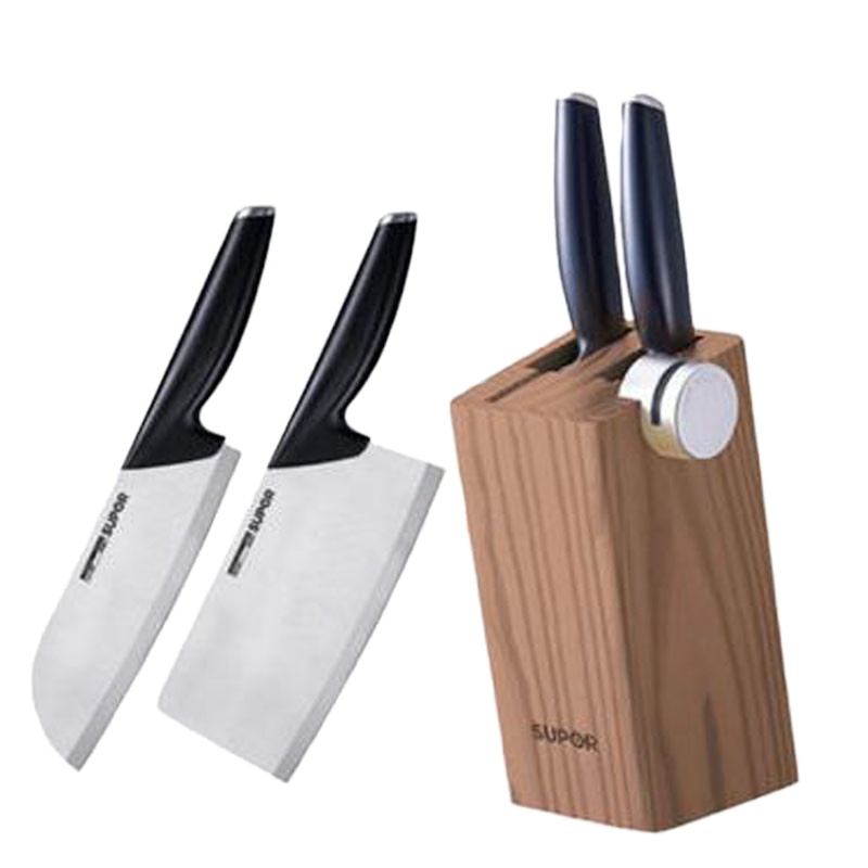 苏泊尔(SUPOR)新款全套刀具套装尖锋系列四件套刀 TK1519Q 家用菜刀套装不锈钢菜刀切片刀果蔬刀自带磨刀石