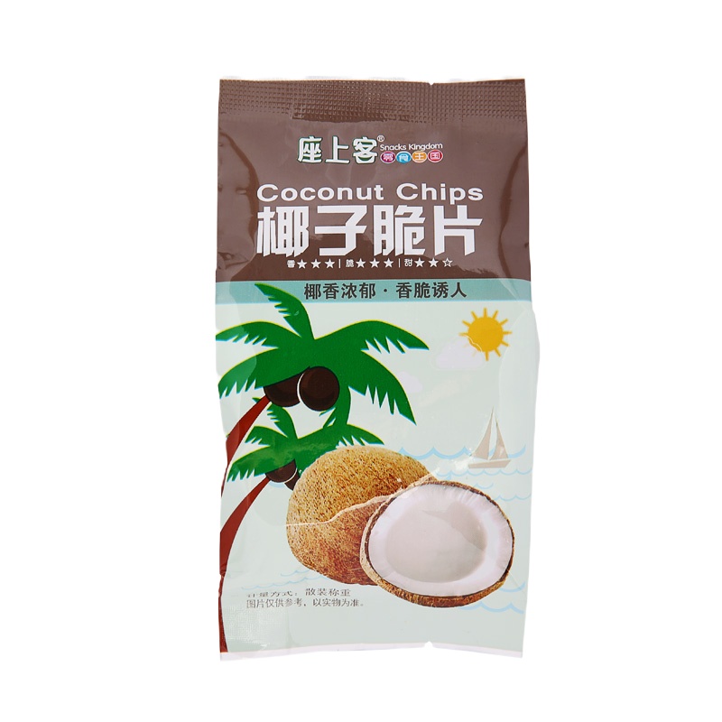 [座上客 椰子脆片4袋*2]海南特产原味椰子片椰子干约220g*2