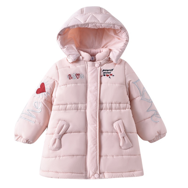 铅笔俱乐部童装2019冬季新款女童棉衣小童加绒外套儿童连帽棉外套