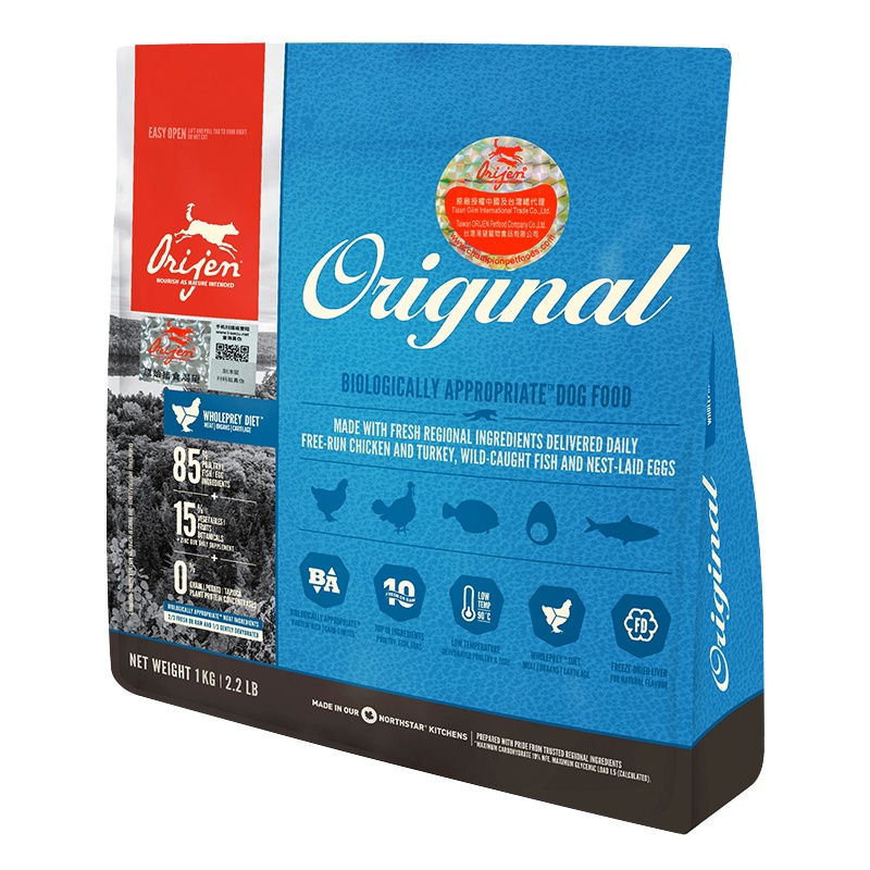 原始猎食渴望Orijen 经典六种鱼全犬粮 1kg加拿大进口成犬幼犬无谷美毛通用性全犬粮