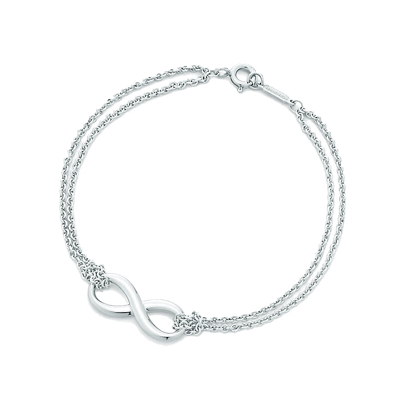 TIFFANY&CO.蒂芙尼 创意Infinity 925银 无限双链 女士手链 送恋人