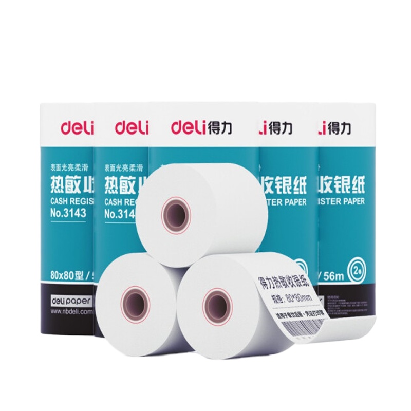 得力(deli)中档加厚热敏收银纸 超市小票纸 80*80 40卷(56米/卷)