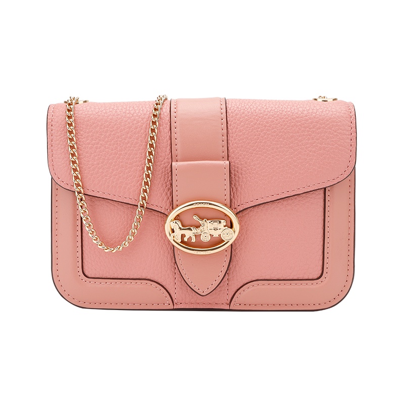 COACH 蔻驰 奢侈品 早春新品女士经典马车标卡其拼黑色PVC配皮单肩斜挎链条包7287 IMCBI