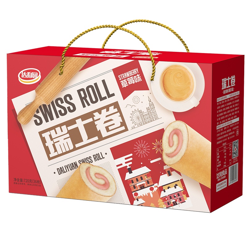 达利园瑞士卷草莓味720g西式糕点礼盒装