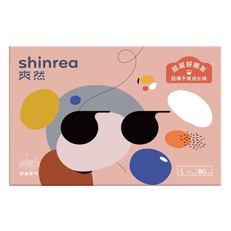 爽然(shinrea)屁屁好朋友成长裤/尿不湿 L80片 (9kg-14kg)(国产)