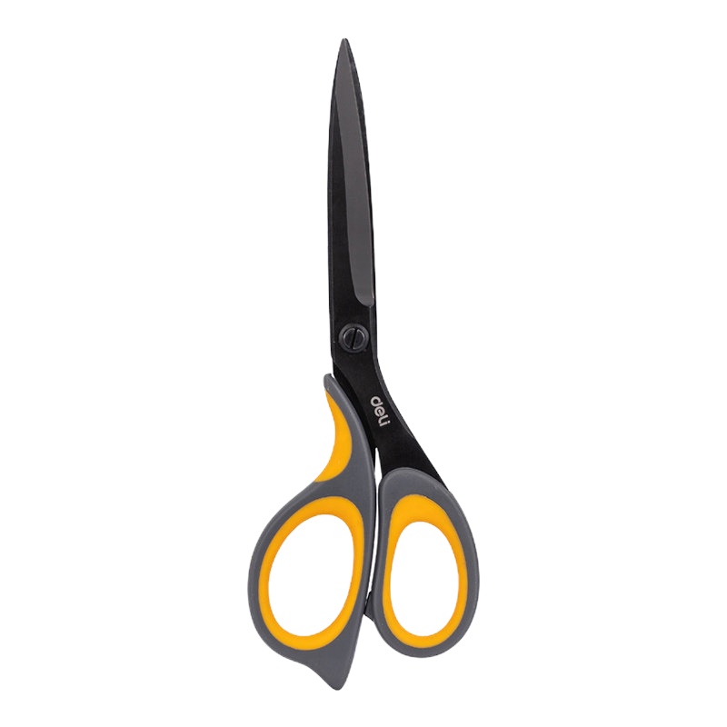 得力 77760办公家用剪刀 2把黑色 弧形剪片省力剪刀 服装裁缝剪学生手工裁纸刀 美工剪刀