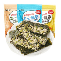 【满199减125元】欧贝拉夹心海苔芝麻味100g整袋装大片紫菜孕妇宝宝儿童零食品海味即食 海苔类