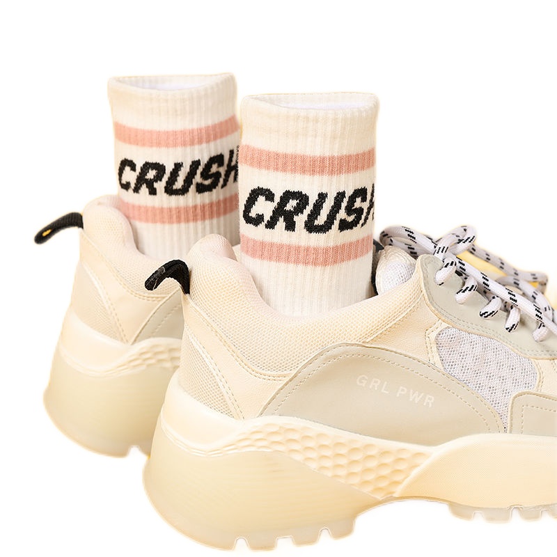 3双韩版短袜女纯色棉日系中筒袜卡通字母袜子潮春夏学院风可爱白袜威珺