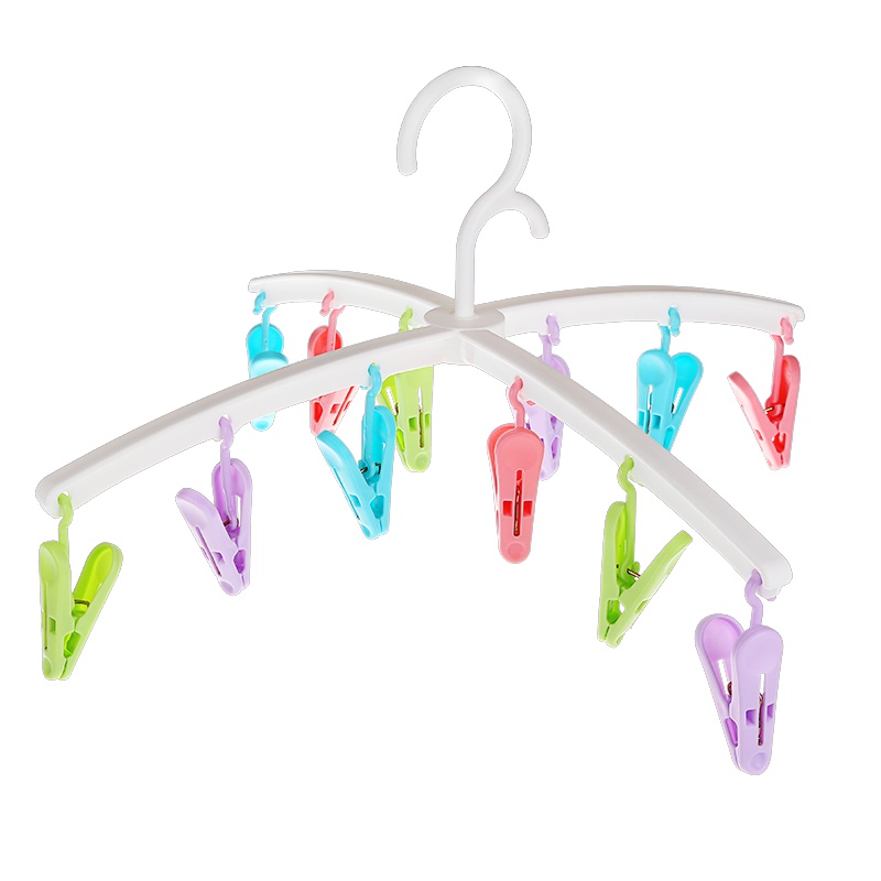 振兴 12头夹子防风晾晒架文胸内衣袜子架裤架衣架可折叠晒架