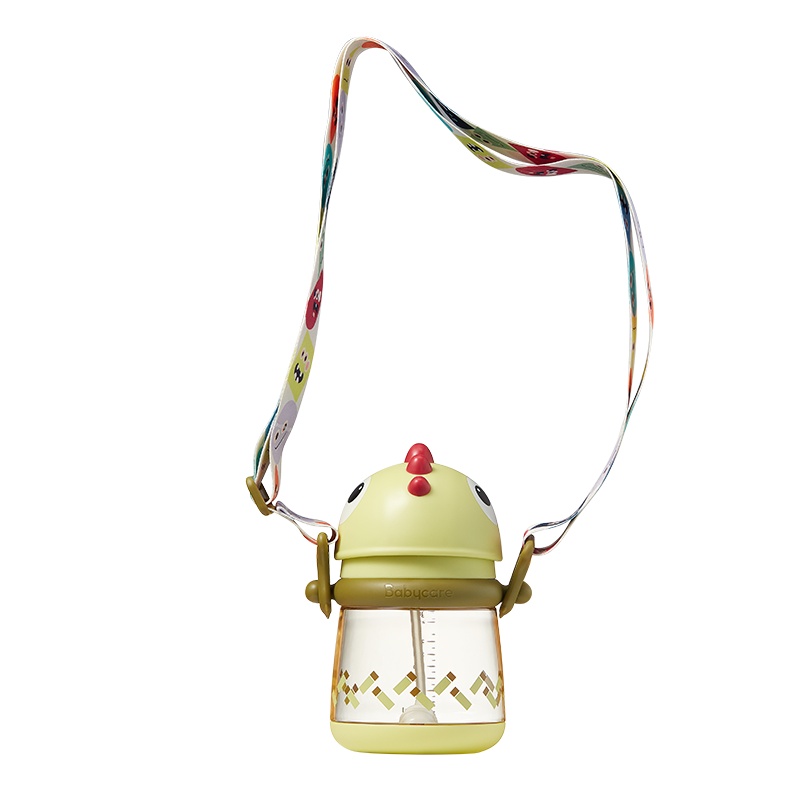 babycare婴儿学饮杯6个月宝宝喝水杯儿童吸管杯外出携带防摔tritan挂绳款300ml-洛克黄