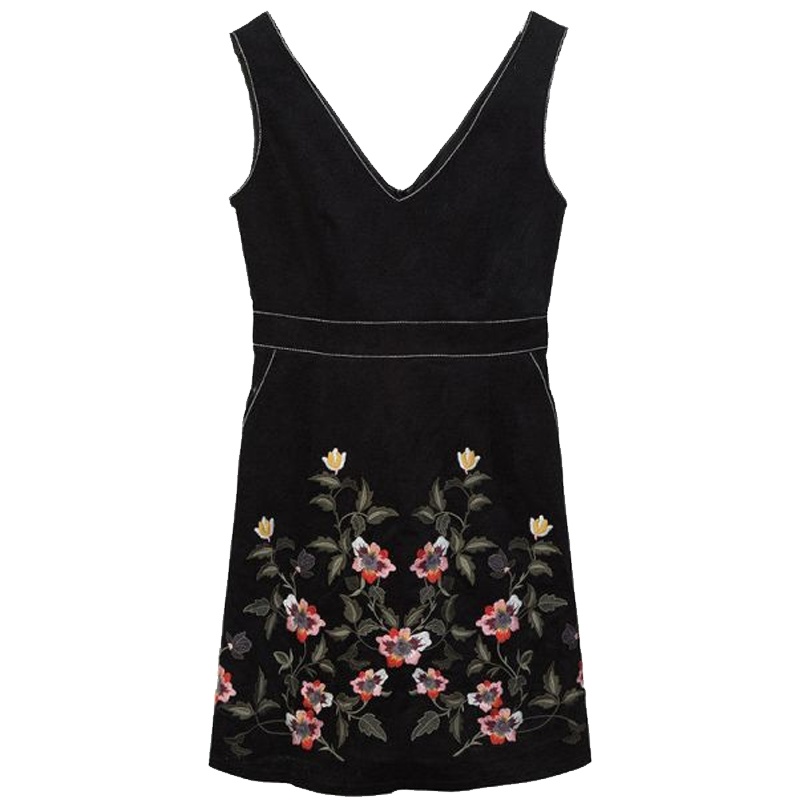 拉贝缇新款秋季连衣裙女学生韩版宽松时尚气质高腰绣花吊带连衣裙60005864