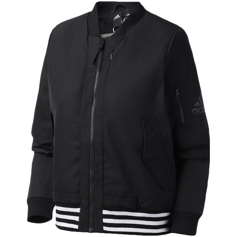 阿迪达斯加绒女服外套飞行领夹克休闲运动服FI9270