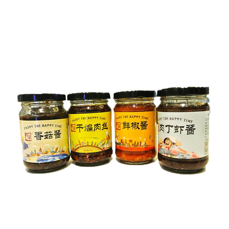 印卓 香菇酱+鲜椒酱+干煸肉丝酱+肉丁虾酱4口味组合装 200g*4瓶 下饭拌饭酱