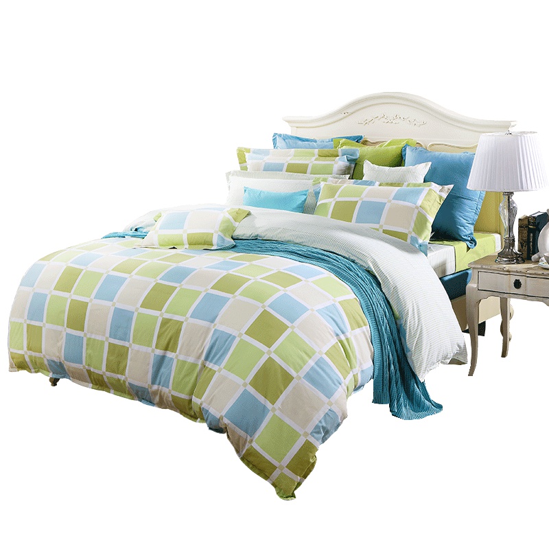 富安娜(FUANNA)家纺 全棉床上用品1.5米四件套1.8米双人简约套件纯棉床单被套 邂逅阳光