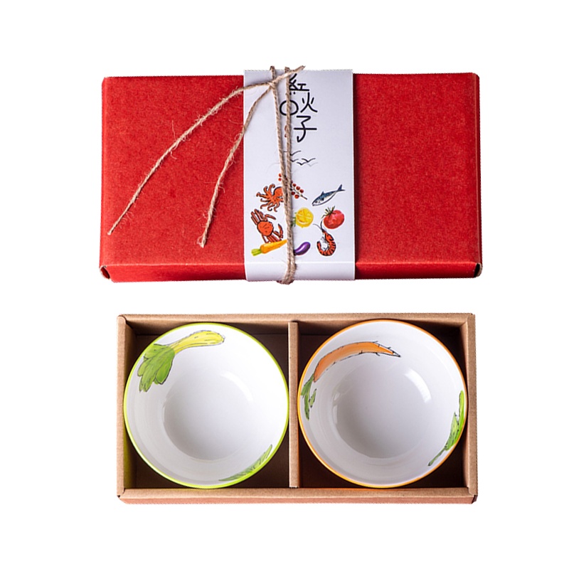 苏宁极物 蔬菜2碗日式盒 DX1300 红火日子餐具套装碗筷套装(套)