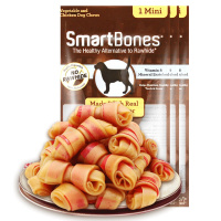 smartbones花生味迷你结骨50支狗狗磨牙棒狗咬胶狗零食耐咬骨头小型犬泰迪