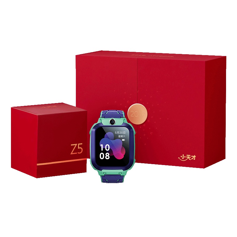 小天才电话手表Z5新年礼盒版青绿 IPX8级智能防水 AMOLED彩色屏 GPS定位智能手表 学生儿童移动联通电信4G视频拍照手表手机