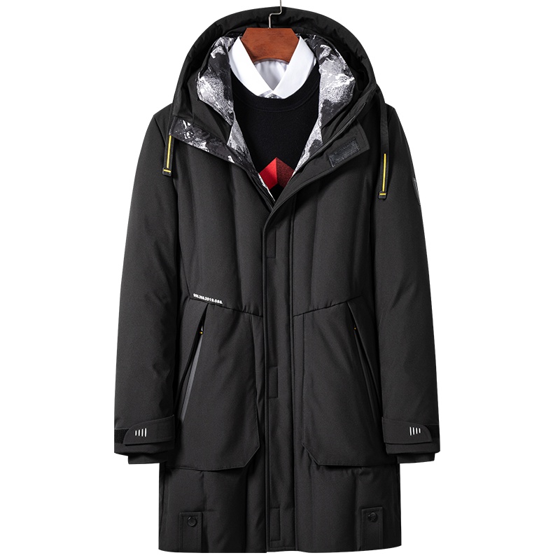 雅鹿男装冬季中长款男士羽绒服连帽羽绒外套中年防寒服14730788