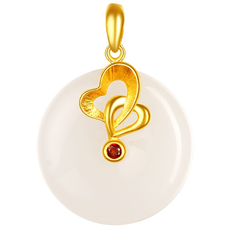 金一国囍足金臻唯LOVE女士款和田玉吊坠赠银链(定价) ZJDZ020