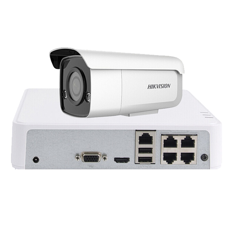 海康威视 摄像头监控设备套装 200万臻全彩级套装 夜视彩色手机监控POE供电DS-2CD3T27EWD-L