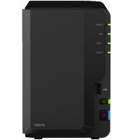 群晖(Synology)DS218 2盘位NAS网络存储服务器(含6TB内置硬盘)不规则体SATA接端口支持NAS盘红盘