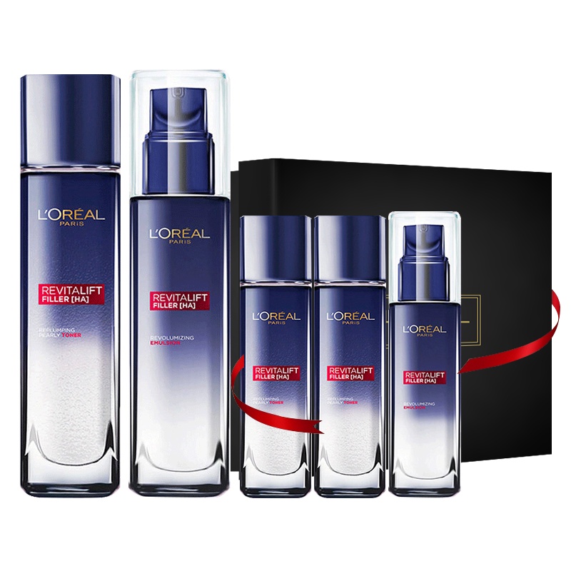 欧莱雅复颜玻尿酸礼盒晶露130ml/65ml*2+乳液110ml/50ml买2得5女士补水保湿弹润紧致护肤品套装