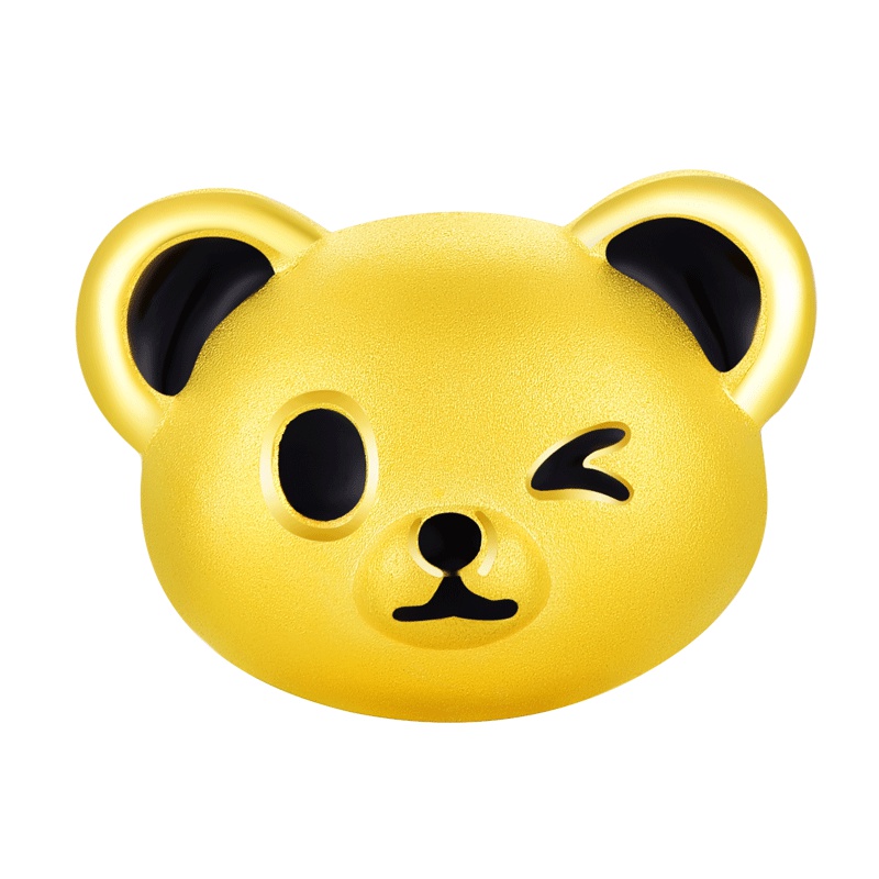 壹仟俩黄金吊坠小熊路路通手串萌宠金珠子珠宝串饰定价黄金饰品