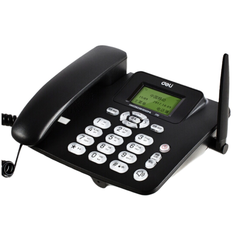 得力 移动SIM插卡电话机 来电显示座机 固定电话/无绳 语音播报 黑色 得力770