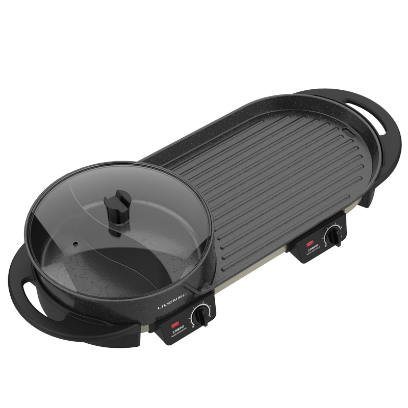 利仁(Liven)涮烤一体机(电烧烤炉)烤涮一体大功率家用大容量韩式火锅电热锅多功能炒锅不易粘SK-J6860