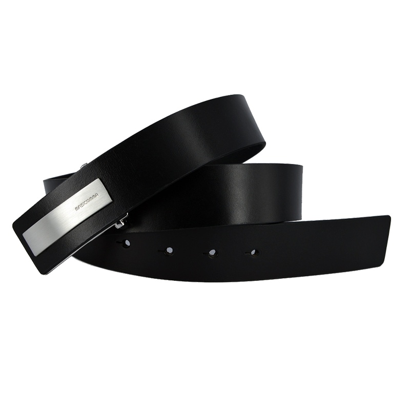 MASCOMMA头层牛皮男士内嵌式板扣皮带腰带4D8557BLK黑色