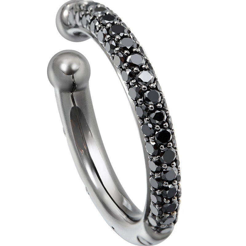 周生生(CHOW SANG SANG)18K金Ear Play耳玩黑钻耳圈单边耳饰耳环