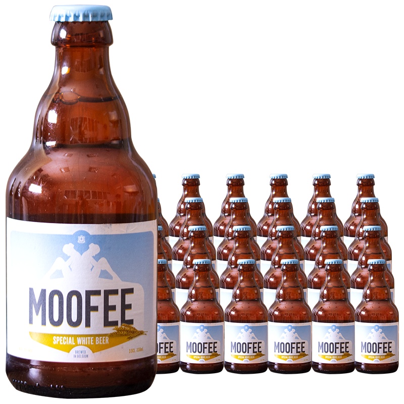 比利时进口慕妃啤酒MOOFEE小麦白啤酒330ml*24瓶230年古老酒厂