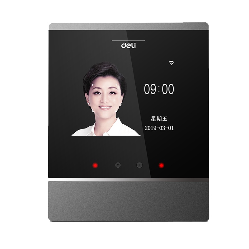 得力deliD2人脸识别考勤机智能公司员工面部网络多店wifi签到神器上下班一体机无线异地刷脸打卡机