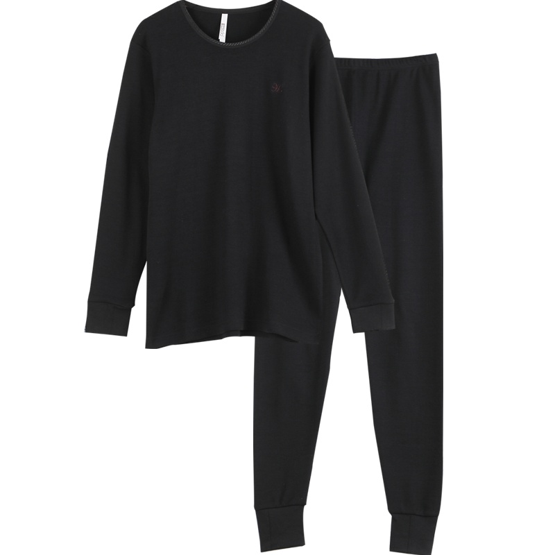 红豆居家(Hodohome)情侣打底圆领内衣男女士32支工艺纯棉纯色精梳棉舒适柔软秋衣秋裤套装礼盒装