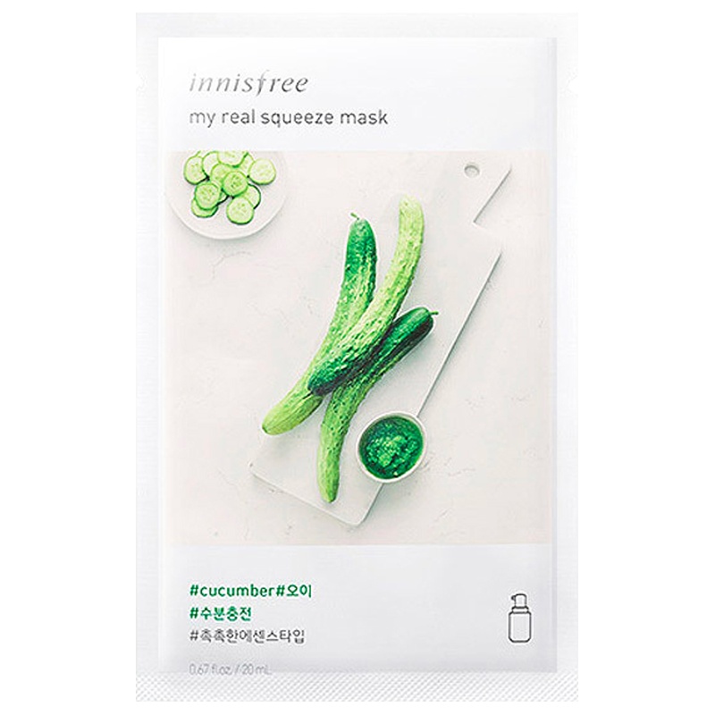 【改善暗沉 滋养呵护】Innisfree 悦诗风吟 真萃鲜润 保湿补水 黄瓜面膜 20ml/片 提亮肤色