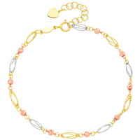 周大福珠宝首饰三色K金链18K金彩金手链E106476