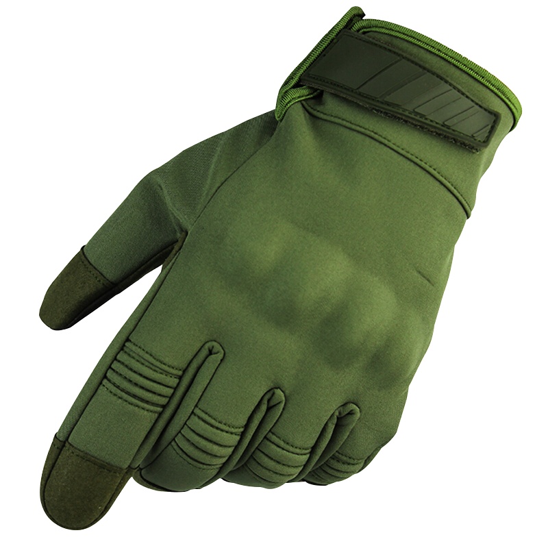 海斯迪克 HKW-83 防风防水战术保暖手套 户外摩托车触屏手套防滑防护耐磨手套 防风防水保暖手套 L绿色