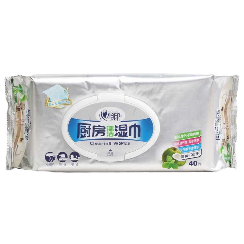 心相印(Mind Act Upon Mind)厨房湿巾40片*1包XJB040