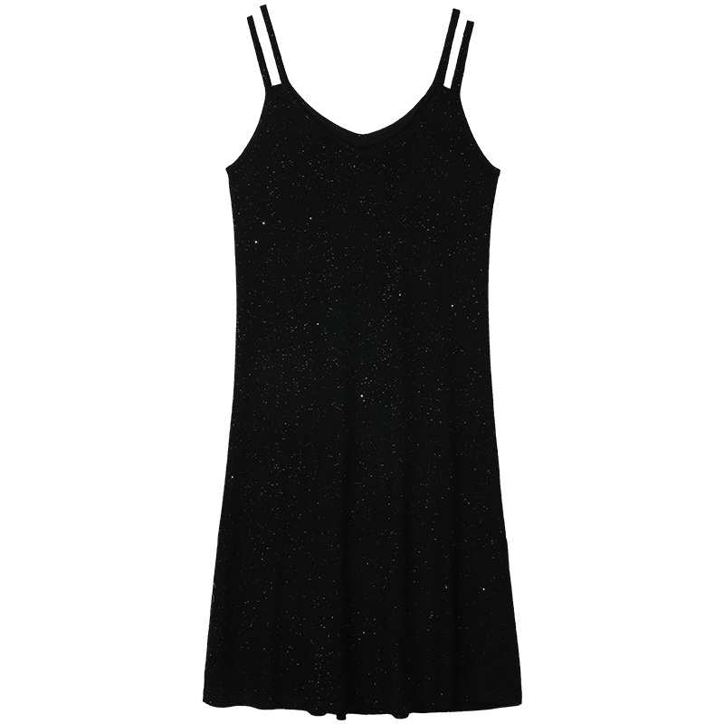 【新款】妖精的口袋亮片吊带连衣裙女2020夏v领显瘦气质针织裙子