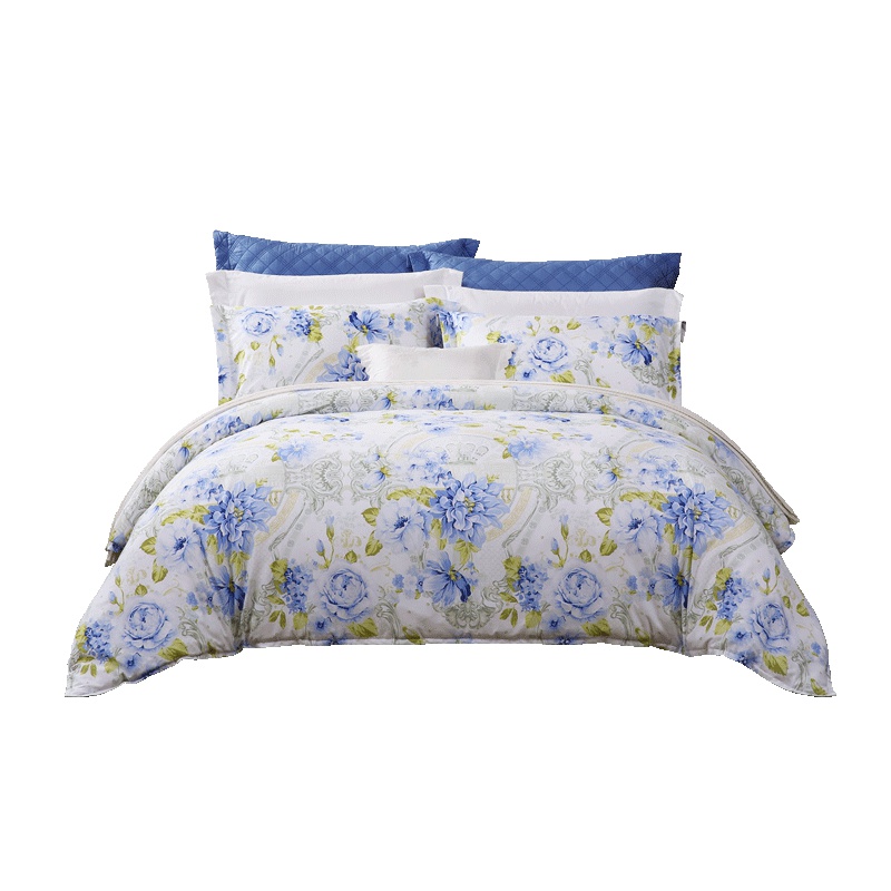 富安娜(FUANNA)家纺纯棉四件套1.5米全棉床品套件床笠四件1.8米双人床上用品床单被套芳菲四月