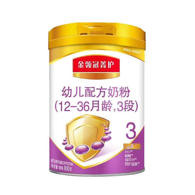 伊利(YILI) 金领冠菁护系列 幼儿配方奶粉 3段(1-3岁幼儿适用)800克*1罐