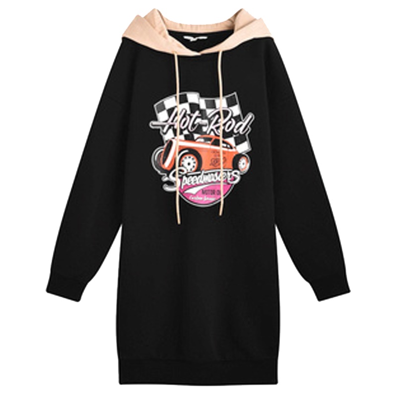 【专柜同款】套头连帽长袖连衣裙女装2019冬季新款韩版学生宽松显瘦百搭卫衣裙709D3002