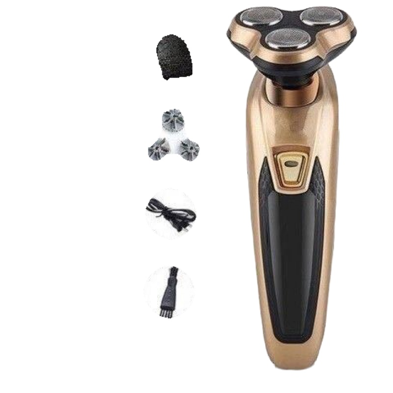 充电4d电动剃须多功能水洗刮胡刀充电式三刀头 金色备用三刀头+理发器