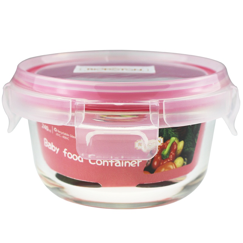 英国Riopoton锐普顿 保鲜盒RF-150R小号婴儿宝宝辅食盒玻璃储存碗可微波烤箱蒸煮外出便携零食盒
