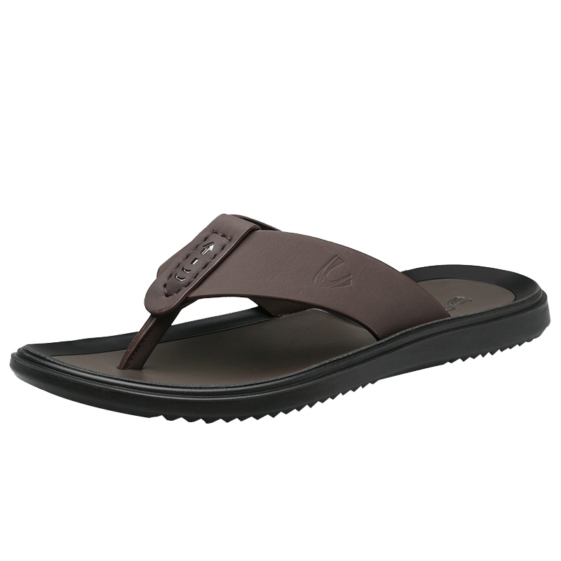 骆驼动感人字拖男真皮夹趾网红拖鞋潮夏外穿室外夹脚趾男士凉拖鞋