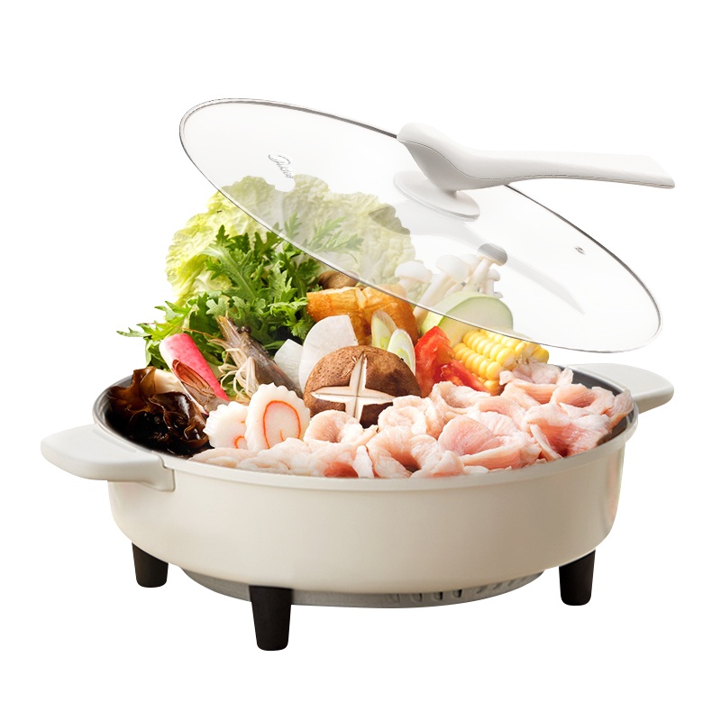 美的(Midea)一体式多用途电火锅家用6L大容量大功率多功能电锅不粘锅电煮锅大火力智能炒锅DY34E161